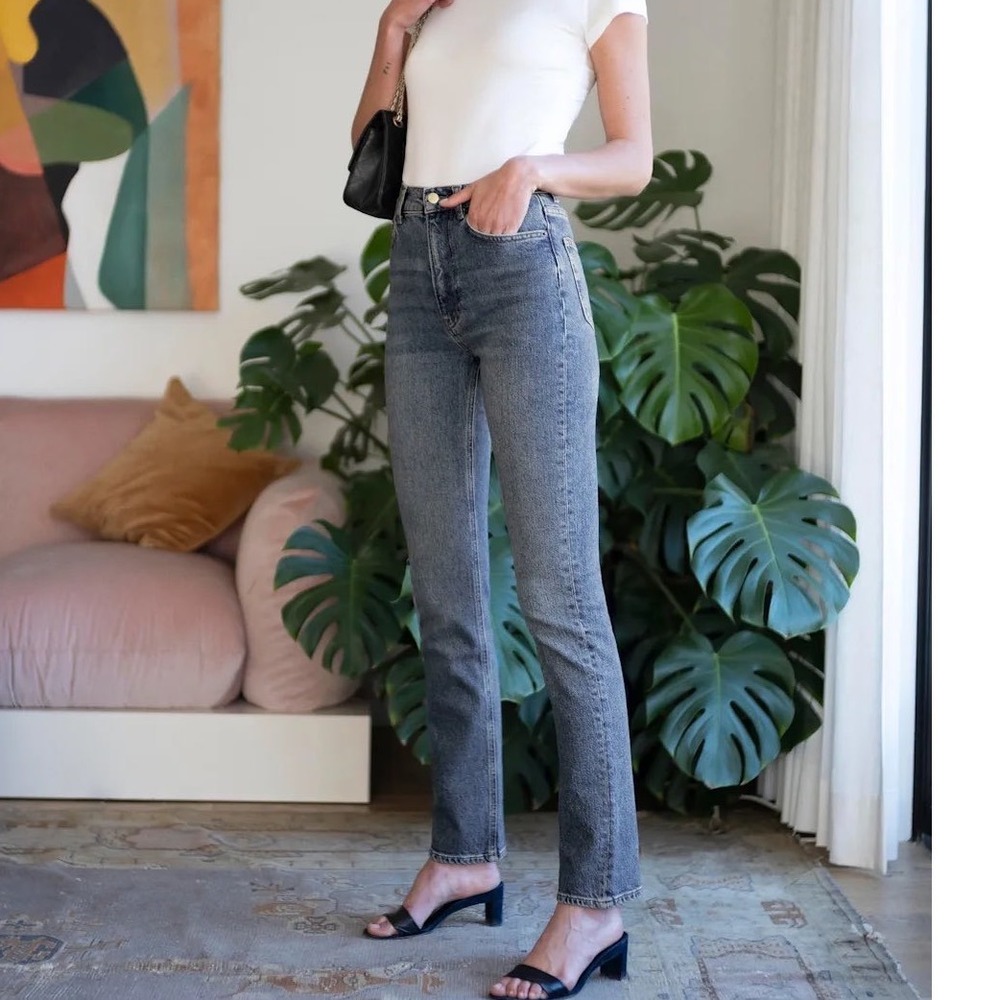 Reformation Liza High Rise Straight Long Jeans Size 28 Palermo Denim